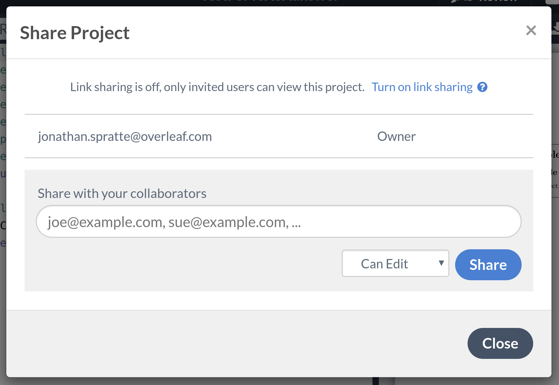 What is Link Sharing? - Overleaf, Online LaTeX Editor