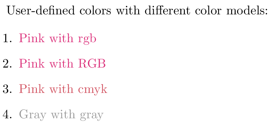 LaTeX example creating user-defined colours