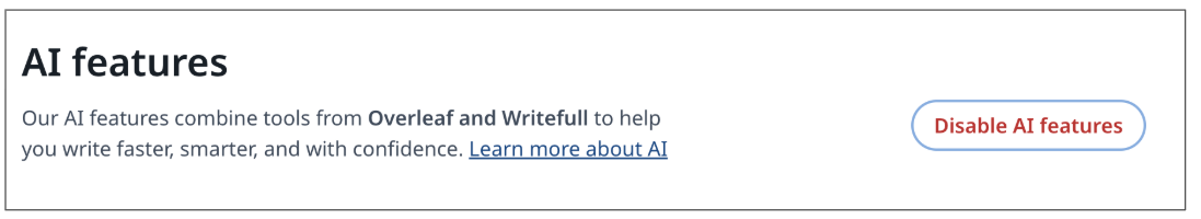 Image showing how to disable Writefull on Overleaf