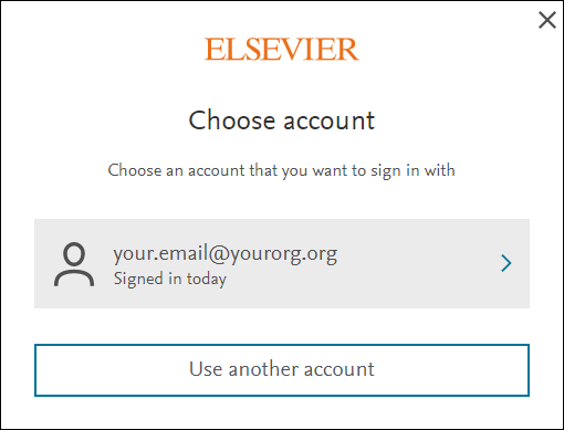 Choosing an Elsevier account when linking to Mendeley