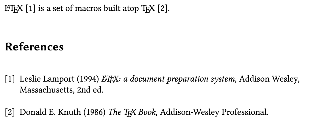 Citing entries from a thebibliography list