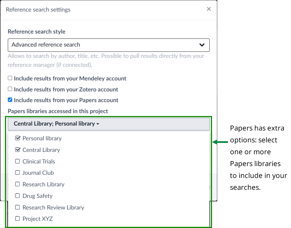 Configuring Overleaf's advanced reference search to use Papers