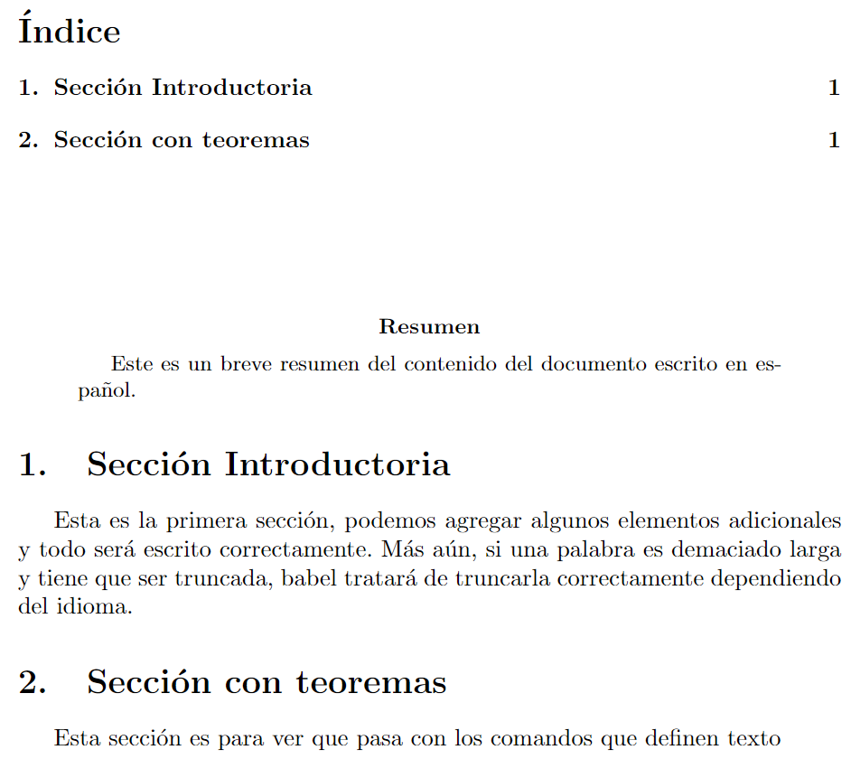 Example typesetting in Spanish