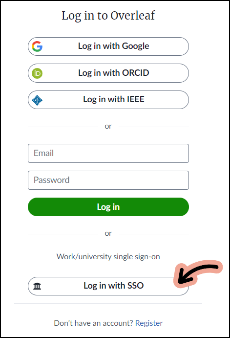 Image showing Overleaf log in options