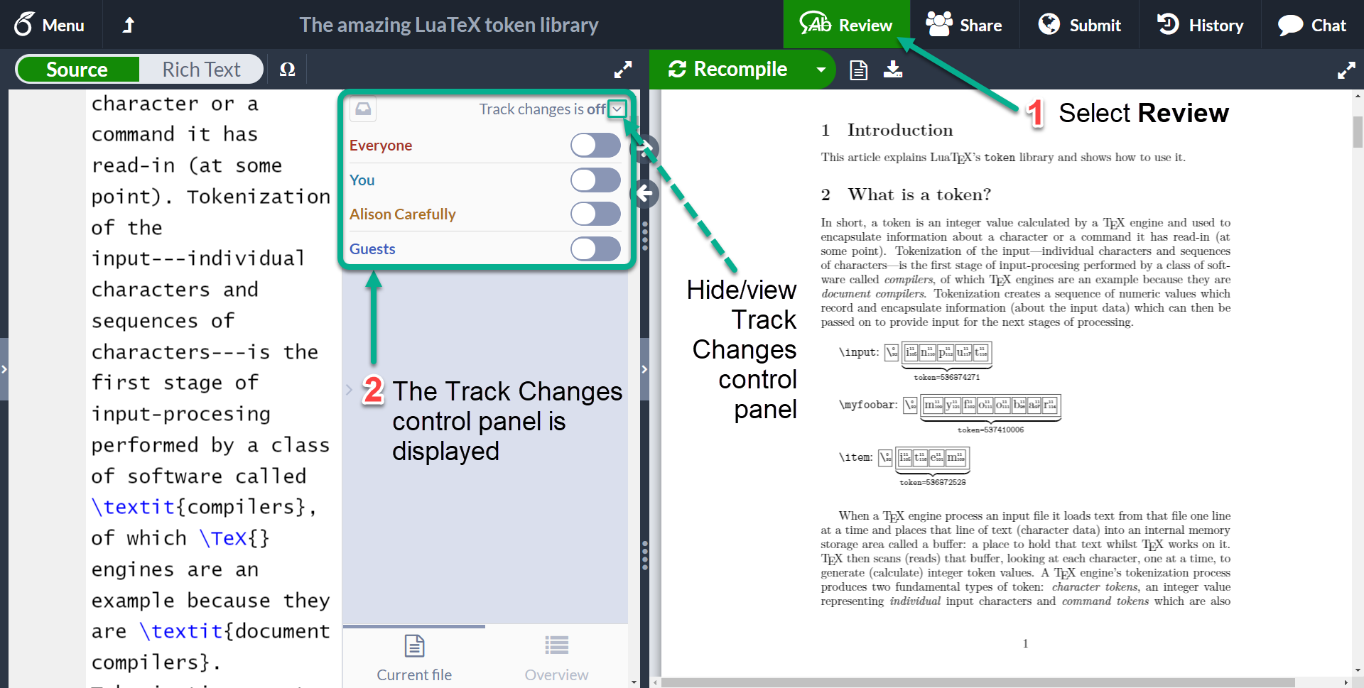 Track Changes In Overleaf Overleaf Online Latex Editor