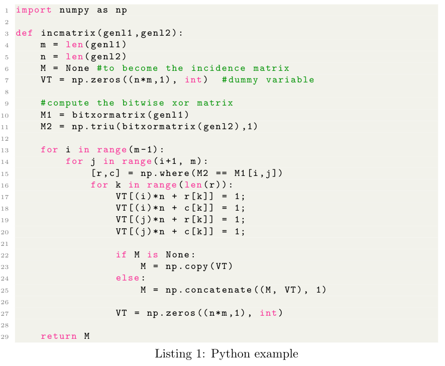 Code Listing Overleaf Editor De Latex Online