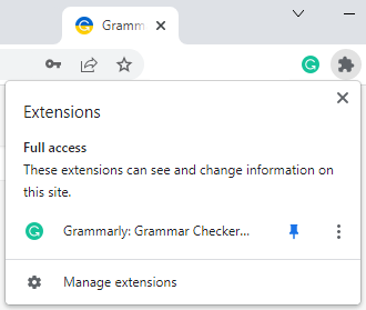 grammarly extension chrome