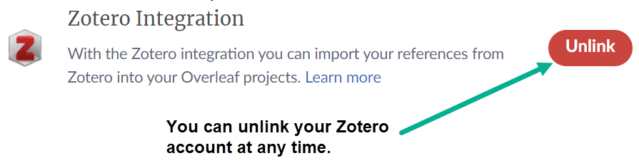 Zotero linked to Overleaf account