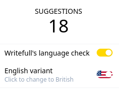 Writefull's language check toggle