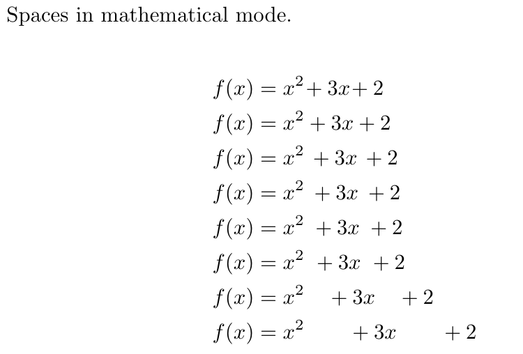 Latex Math Mode Spacing 17