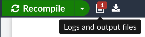 An error indicator in the "Logs and output files" icon.