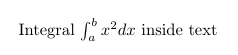 Example of an integral inside text