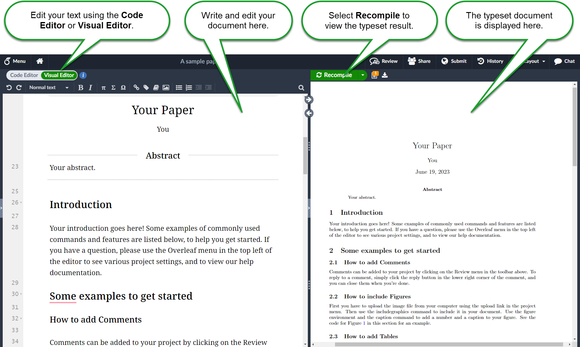 Image showing how to use Overleaf.