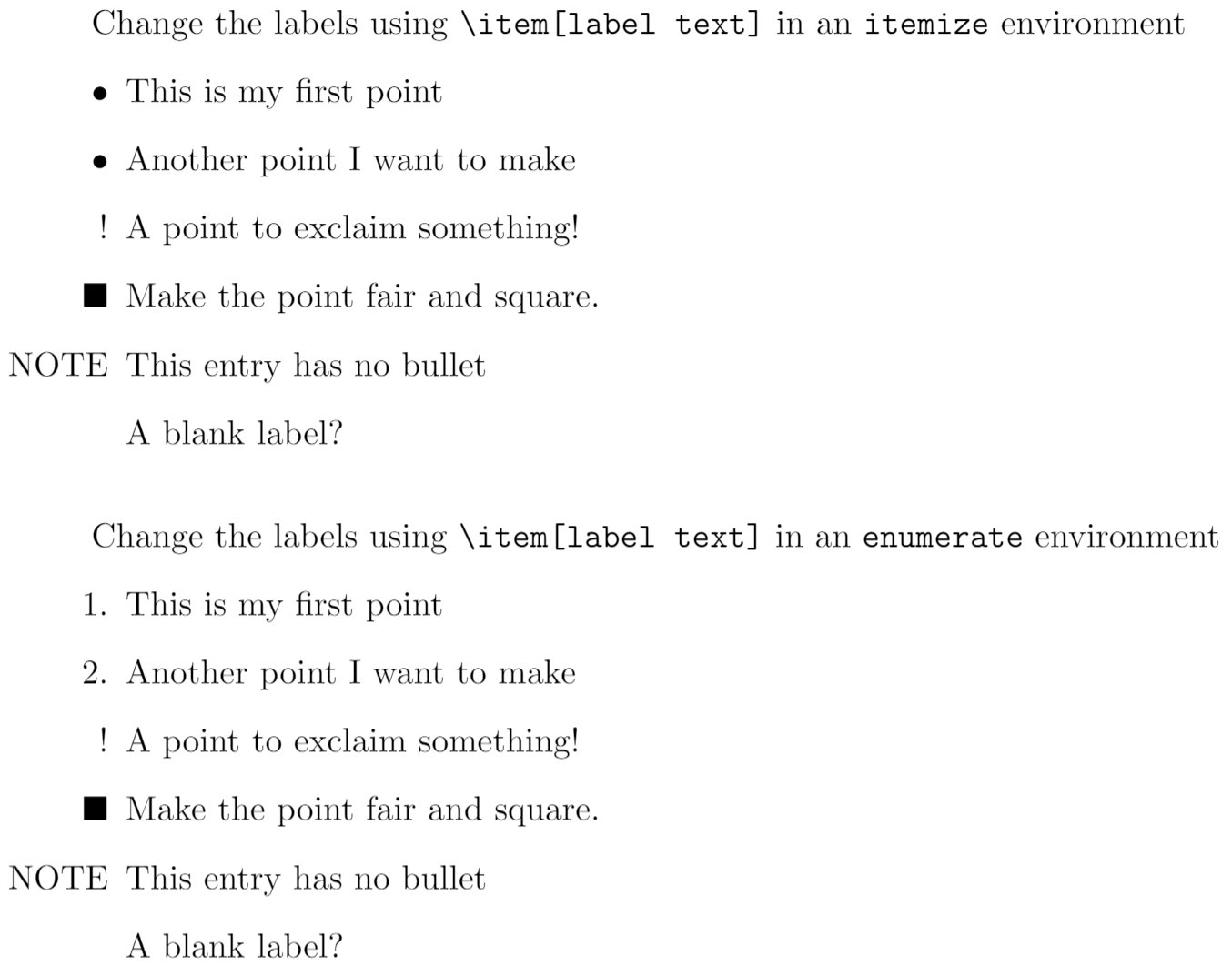 Bullet Point Symbol Latex