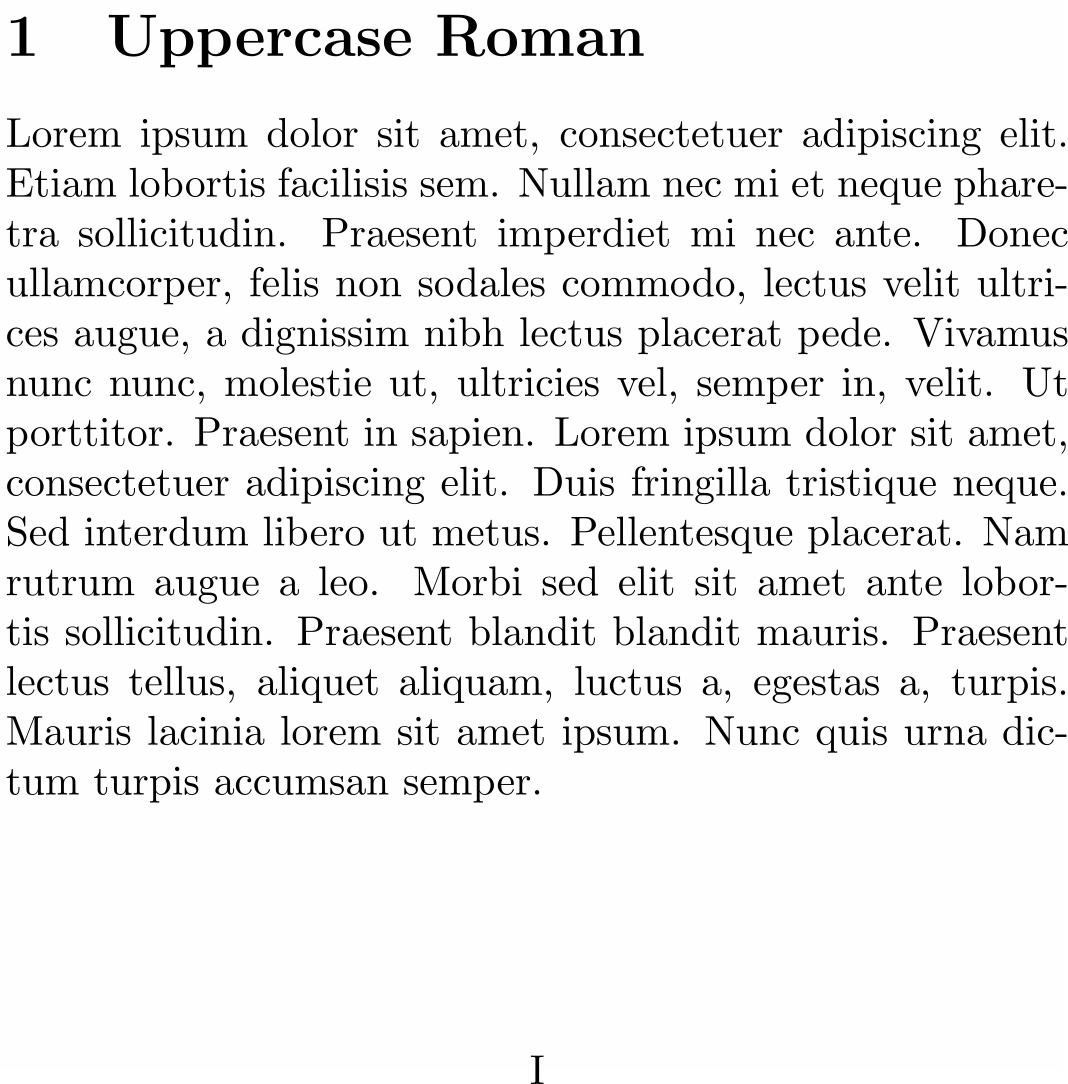 Example of page numbers typeset using Roman numerals