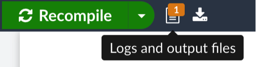 A warning indicator in the "Logs and output files" icon