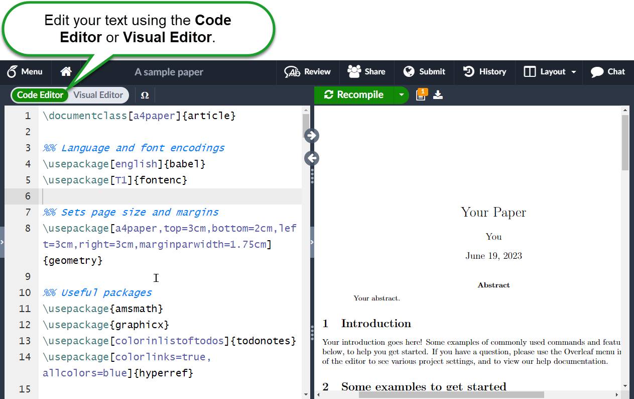 Image showing the Code Editor and Visual Editor